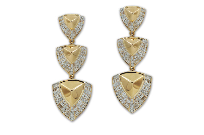 Twist Trillion Gold Diamond Earrings