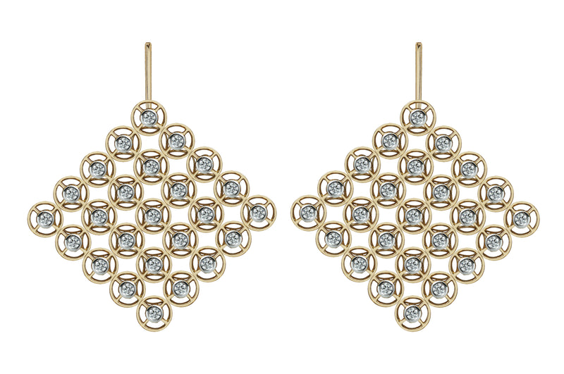 Mingle Petite Rhombus 5 Diamond Hanging Earrings