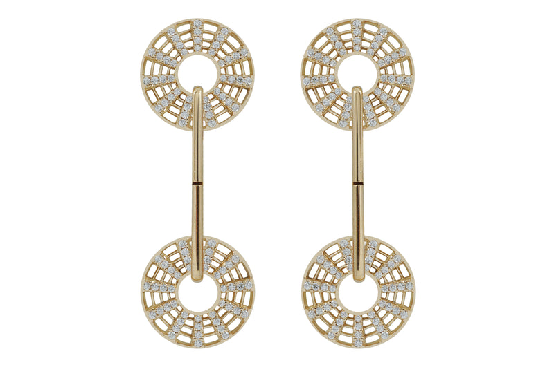 The Twist Kaleidoscope Double Disc- Bar Diamond Earrings