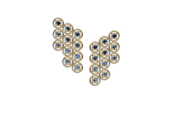 Twist Le Petite Kaleidoscope cascading 11 Ombre Blue Sapphire Earrings